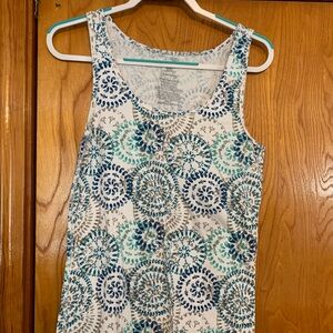 Sleeveless Patterned Top - Blue and White XXL faded glory